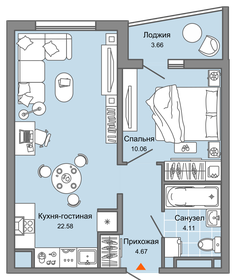 Квартира 43 м², 2-комнатная - изображение 1