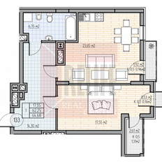 Квартира 66,3 м², 1-комнатная - изображение 5