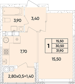 31,9 м², 1-комнатная квартира 4 309 690 ₽ - изображение 1