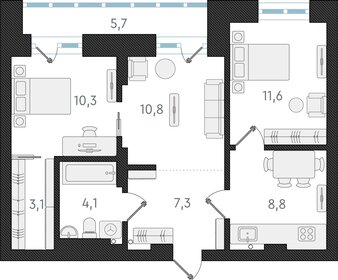 Квартира 56 м², 3-комнатная - изображение 1