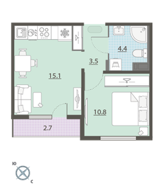 Квартира 35,2 м², 1-комнатная - изображение 1