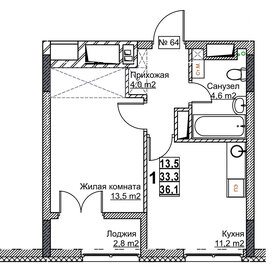 33,7 м², 1-комнатная квартира 4 970 000 ₽ - изображение 84