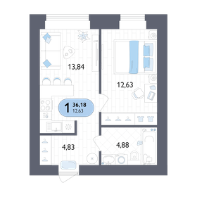 Квартира 36,2 м², 1-комнатная - изображение 1