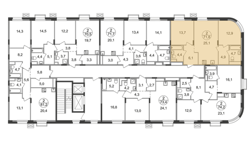 Квартира 71,8 м², 2-комнатная - изображение 2