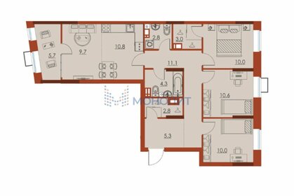 Квартира 86,1 м², 4-комнатная - изображение 1