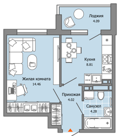 Квартира 34 м², 1-комнатная - изображение 1