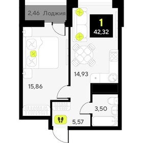 Квартира 42,3 м², 1-комнатная - изображение 1