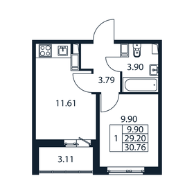 Квартира 30,8 м², 1-комнатная - изображение 3