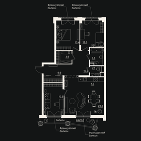 Квартира 101,7 м², 3-комнатная - изображение 1