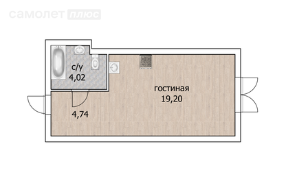 Квартира 28 м², студия - изображение 1