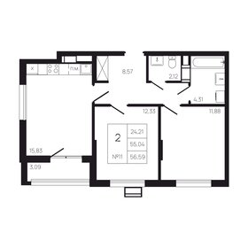 Квартира 58,1 м², 2-комнатная - изображение 1