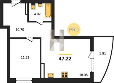 Квартира 47,2 м², 1-комнатная - изображение 1