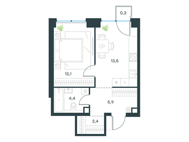 Квартира 39,6 м², 1-комнатная - изображение 1