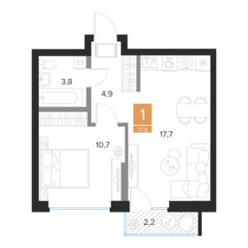 Квартира 37,8 м², 1-комнатная - изображение 1
