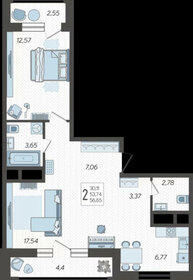 Квартира 56 м², 2-комнатная - изображение 1