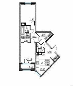 Квартира 56,8 м², 2-комнатная - изображение 1