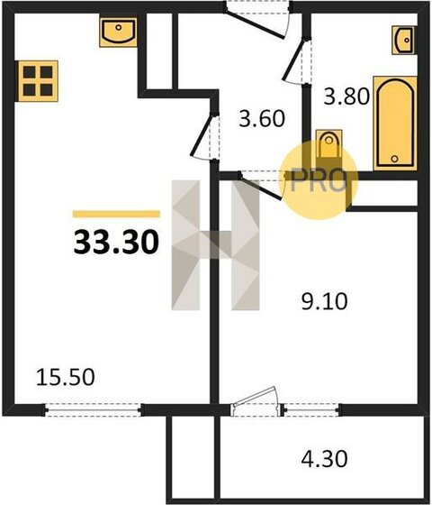 33,3 м², 1-комнатная квартира 4 001 040 ₽ - изображение 22