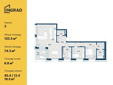 Квартира 120,3 м², 3-комнатная - изображение 1