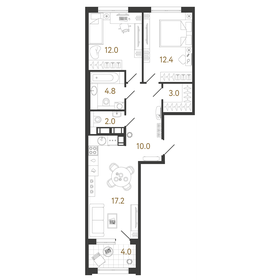 Квартира 61,4 м², 2-комнатная - изображение 1