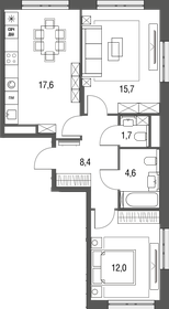 Квартира 61,6 м², 3-комнатная - изображение 1
