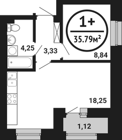 Квартира 35,8 м², 1-комнатная - изображение 1