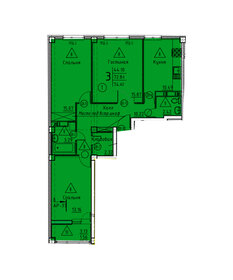 Квартира 74,4 м², 3-комнатная - изображение 1