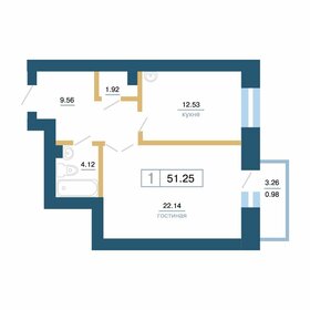 Квартира 51,3 м², 1-комнатная - изображение 1
