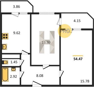 Квартира 54,5 м², 2-комнатная - изображение 1