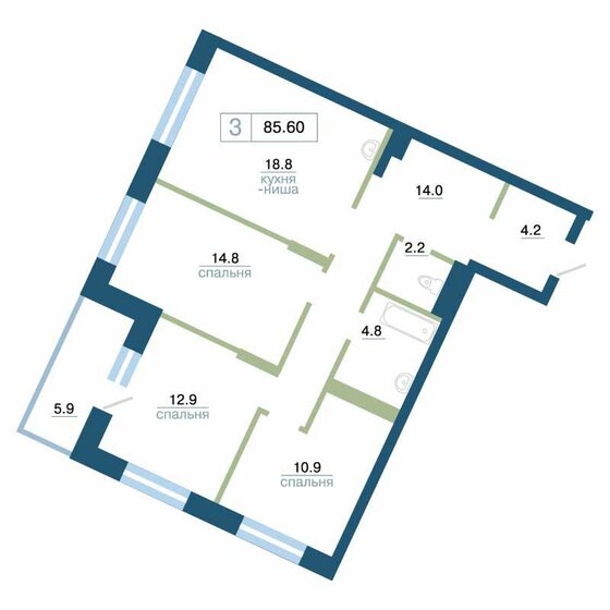 94,1 м², 3-комнатная квартира 17 267 350 ₽ - изображение 34