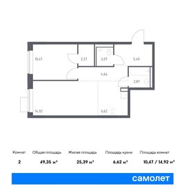 Квартира 49,4 м², 1-комнатная - изображение 1