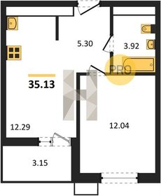 Квартира 35,1 м², 1-комнатная - изображение 1