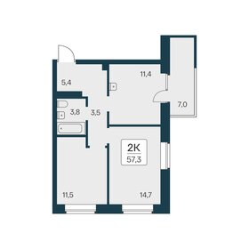 Квартира 57,3 м², 2-комнатная - изображение 1