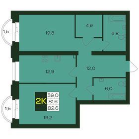 Квартира 82,6 м², 2-комнатная - изображение 1