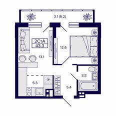 Квартира 43,3 м², 2-комнатная - изображение 2