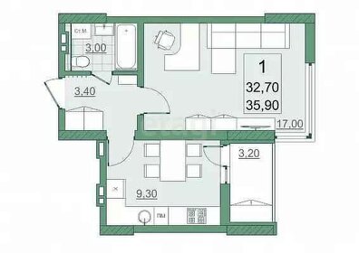 32,1 м², 1-комнатная квартира 4 044 600 ₽ - изображение 10