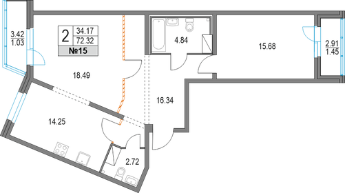 70,2 м², 2-комнатная квартира 17 500 000 ₽ - изображение 13