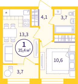 36,3 м², 1-комнатная квартира 5 400 000 ₽ - изображение 63