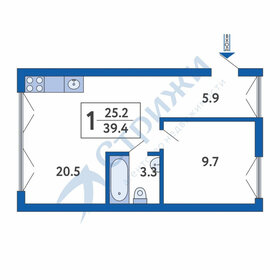 Квартира 39,5 м², 2-комнатная - изображение 1