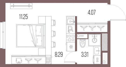 27,2 м², квартира-студия 9 214 020 ₽ - изображение 14