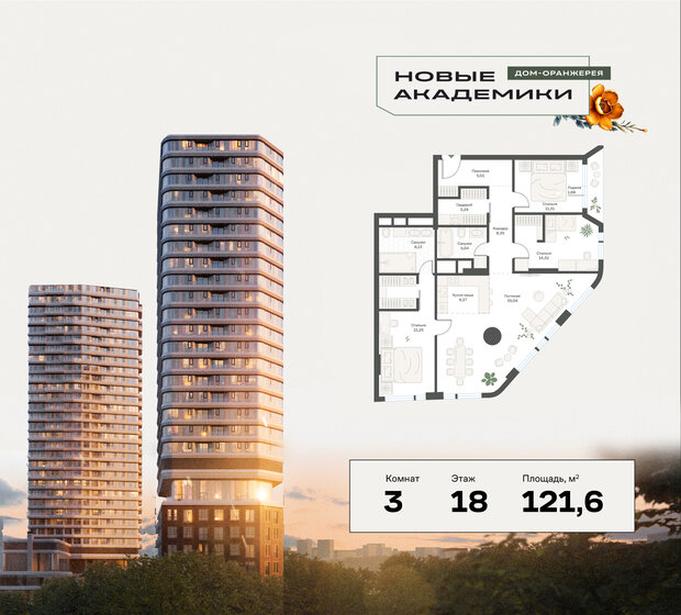 121,7 м², 3-комнатная квартира 63 421 176 ₽ - изображение 1