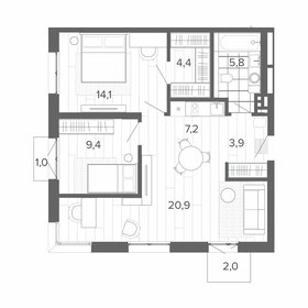 Квартира 66,6 м², 3-комнатная - изображение 1