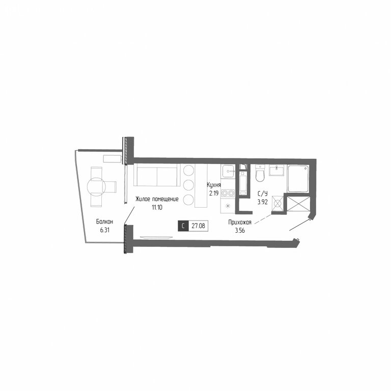 Варианты планировок апарт-комплекс «Крымская Резиденция» - планировка 4