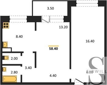 Квартира 58,4 м², 2-комнатная - изображение 1