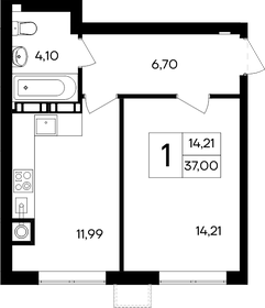 Квартира 37 м², 1-комнатная - изображение 1