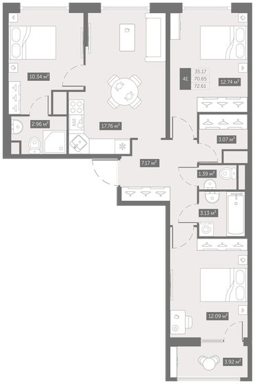 72,6 м², 3-комнатная квартира 10 534 549 ₽ - изображение 1