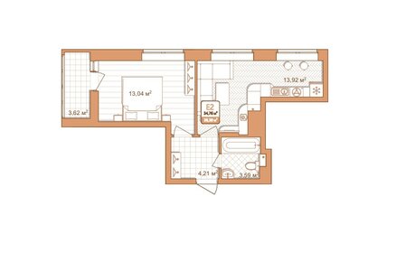 Квартира 38,4 м², 1-комнатная - изображение 1