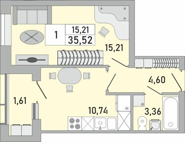 Квартира 35,5 м², 1-комнатная - изображение 1