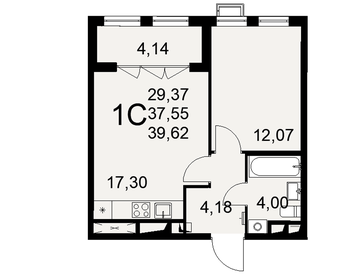 Квартира 39,6 м², 1-комнатная - изображение 1