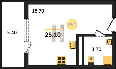 Квартира 25,1 м², студия - изображение 1