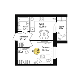 42,7 м², 1-комнатная квартира 3 143 600 ₽ - изображение 27